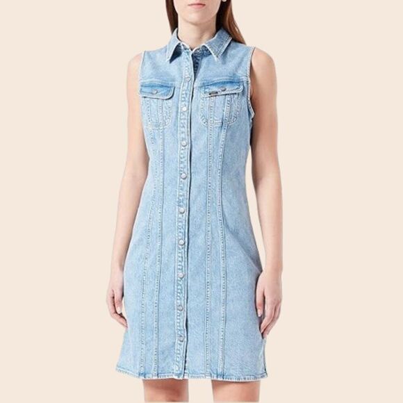 Lee Sleeveless Light Denim Mini Dress Size XS - Picture 1 of 14